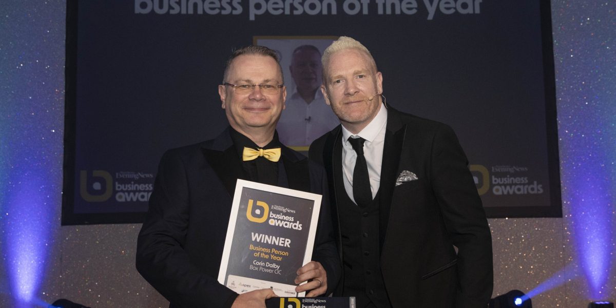 The Manchester Evening News Business awards at the Kimpton Hotel, Manchester. Business Person of the Year goes to Corin Dalby - Box Power CIC
 Picture Jason Roberts